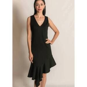 NEW BEFORE YOU COLLECTION ruffle bottom midi dress in black
